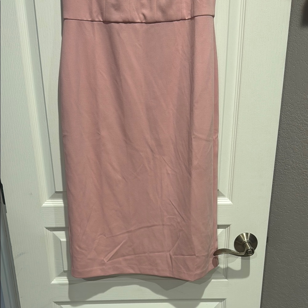 Donna Morgan Pink Sheath Midi Dress Square Neck Sleeveless - Picture 4 of 6
